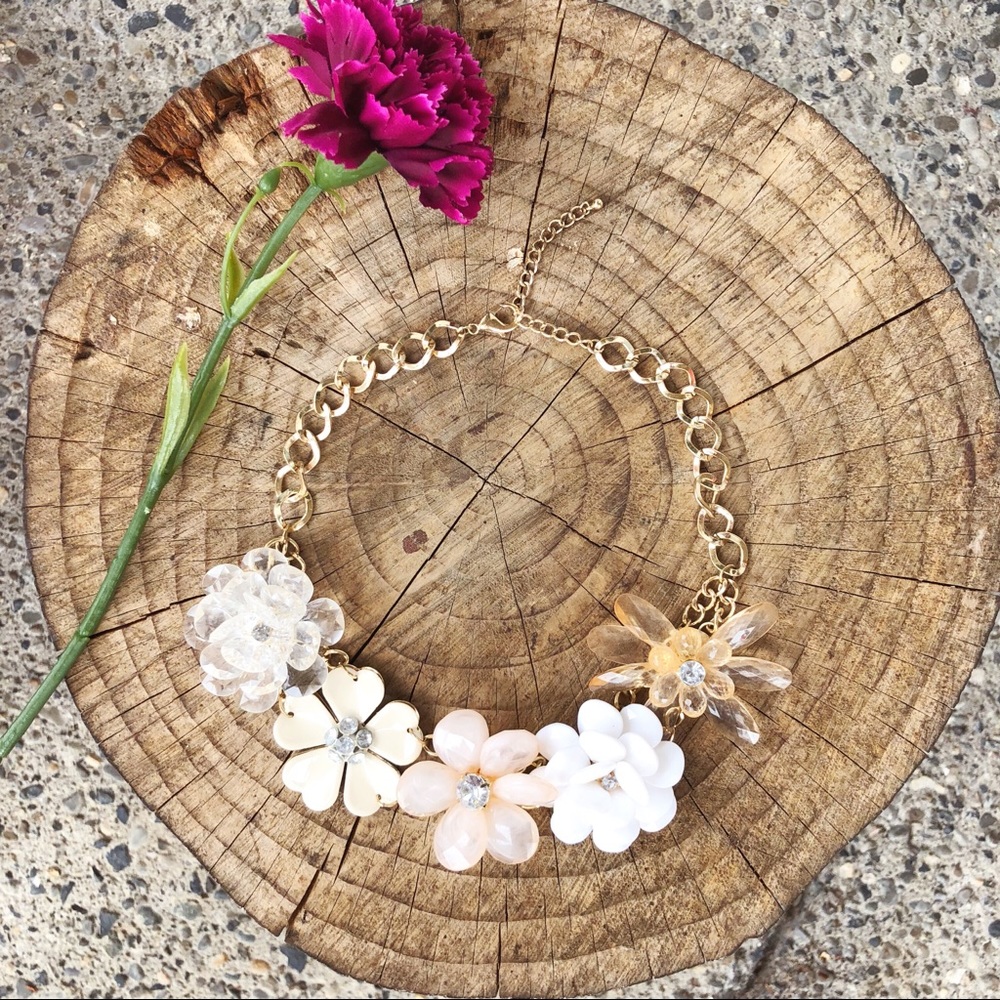 Beaded statement flower necklace